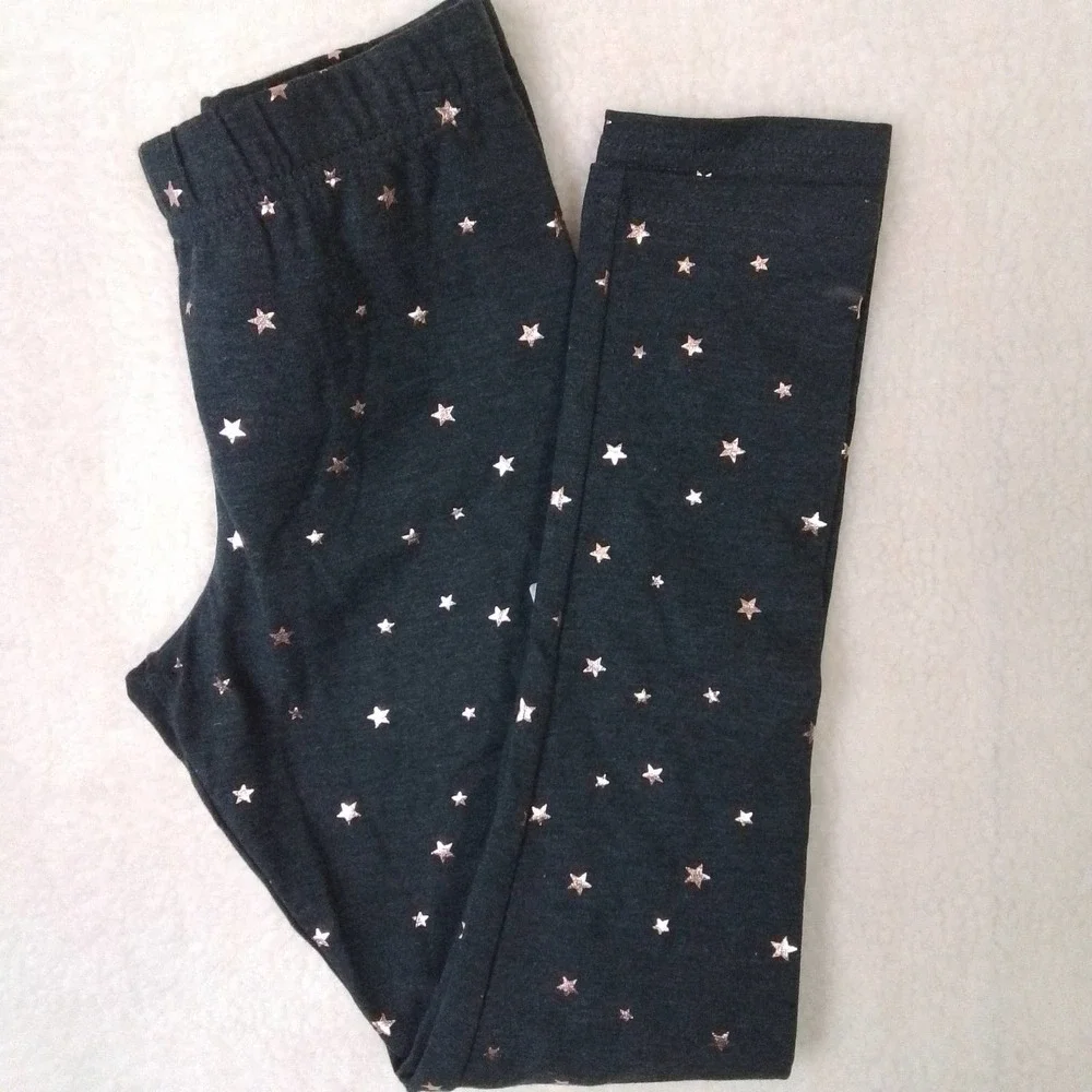 OshKosh Cotton Blend Leggings Size‎ 10 Dark Gray w/ Rose Gold Stars